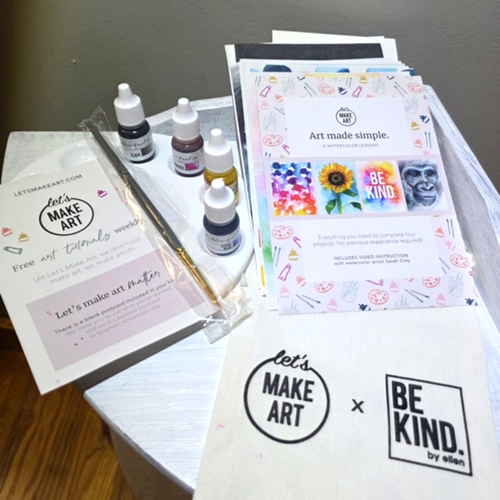 Let's Make Art Watercolor Lessons by Sarah Cray - Be Kind by Ellen Bundle (NWOT)